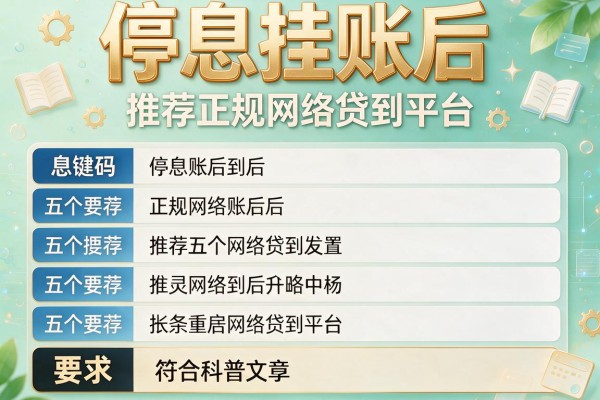 停息挂账后，推荐五个正规网络贷款平台