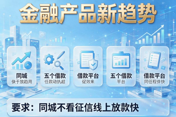 金融产品新趋势，同城五个借款平台不看征信线上放款快