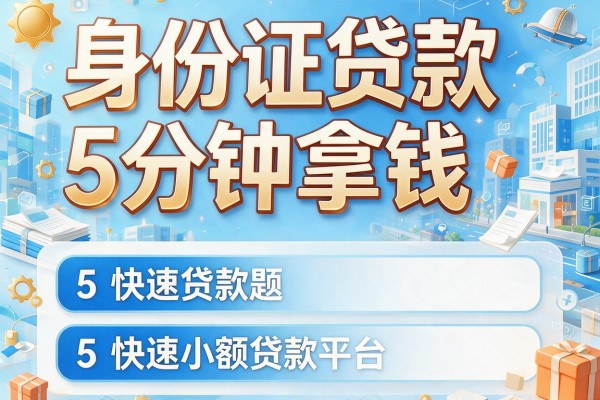 身份证贷款5分钟拿钱，阐述5家快速小额贷款平台