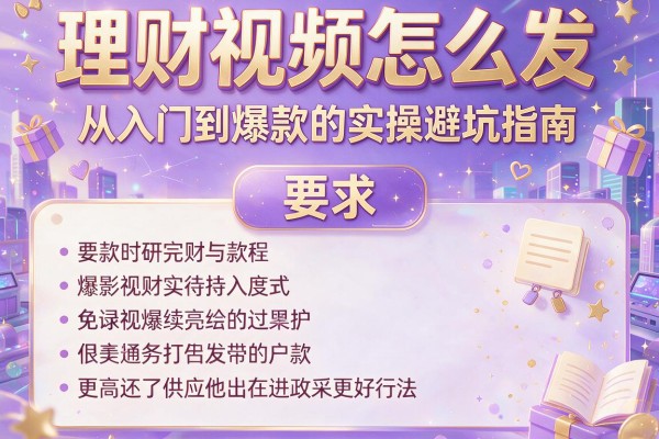 理财视频怎么发：从入门到爆款的实操避坑指南