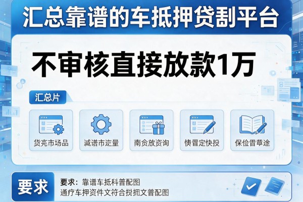 不审核直接放款1万，汇总五个靠谱的车抵押贷款平台