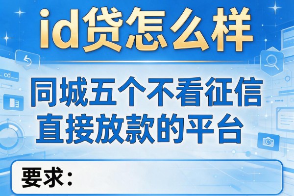 id贷怎么样，同城五个不看征信直接放款的平台
