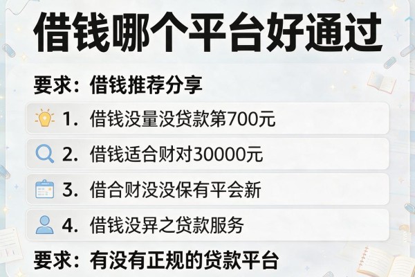 借钱哪个平台好通过，推荐五个有没有正规的贷款平台