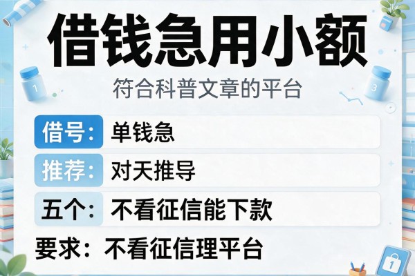 借钱急用小额，推荐五个不看征信能下款的平台