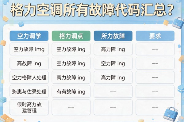 格力空调所有故障代码汇总？