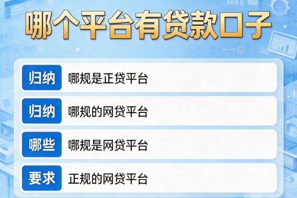 哪个平台有贷款口子，归纳5个哪些是正规的网贷平台