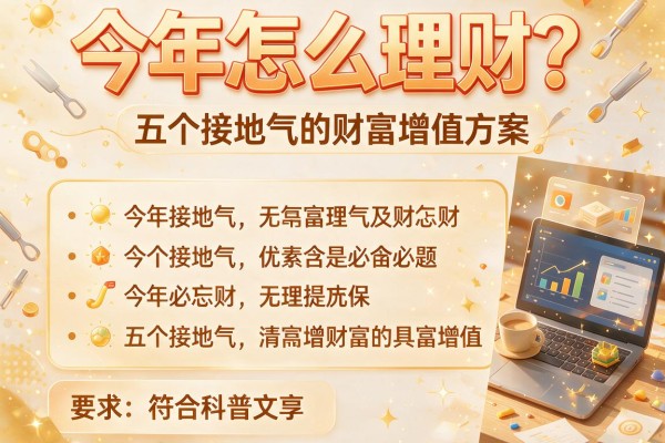 今年怎么理财？五个接地气的财富增值方案