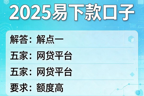 2025易下款口子，解答五家网贷平台额度高