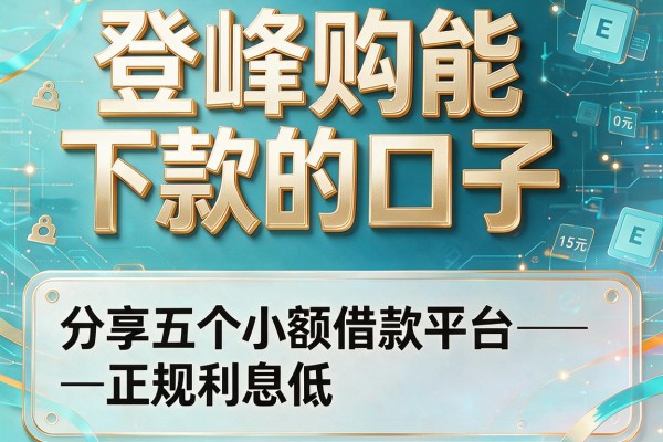 登峰购能下款的口子，分享五个小额借款平台正规利息低