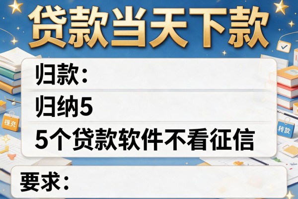 贷款当天下款，归纳5个贷款软件不看征信