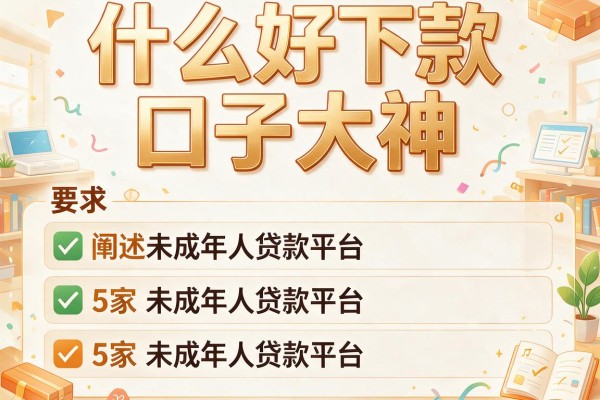 什么好下款口子大神，阐述5家未成年人贷款平台