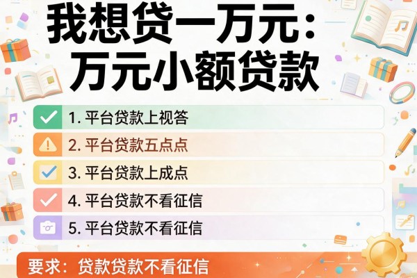 我想贷一万元小额贷款，解答五家平台贷款不看征信