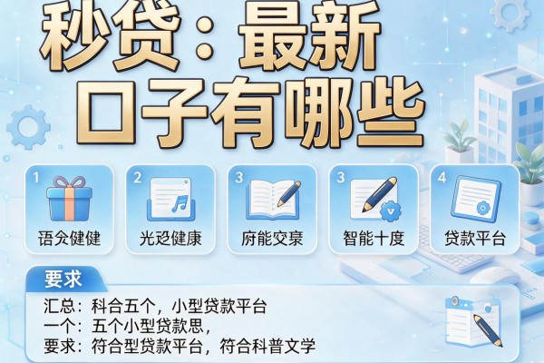 秒贷最新口子有哪些，汇总五个小型贷款平台