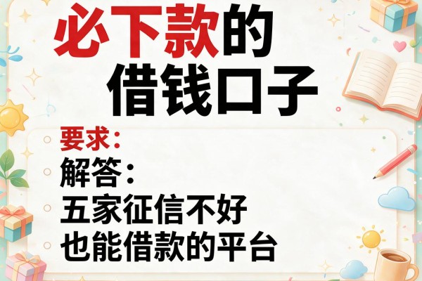 必下款的借钱口子，解答五家征信不好也能借款的平台