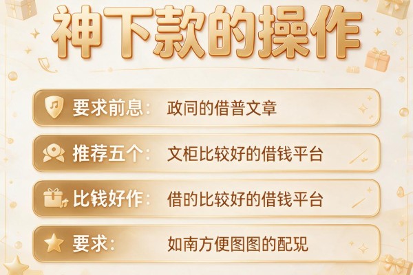 神下款的操作，推荐五个比较好的借钱平台
