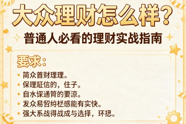大众理财怎么样？普通人必看的理财实战指南