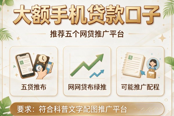 大额手机贷款口子，推荐五个网贷推广平台