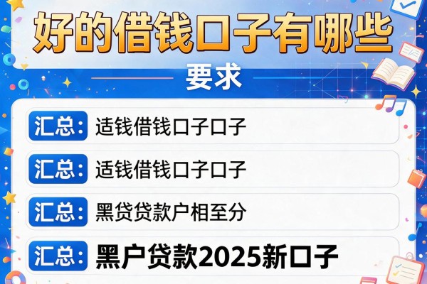 好的借钱口子有哪些，汇总五个黑户贷款2025新口子