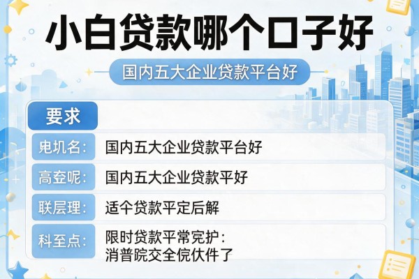 小白贷款哪个口子好，国内五大企业贷款平台好