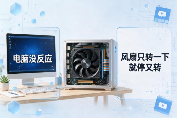 电脑没反应，风扇只转一下就停又转，怎么排查？