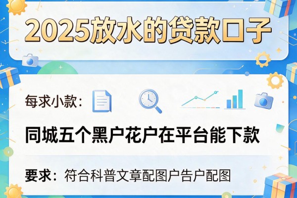 2025放水的贷款口子，同城五个黑户花户在平台能下款