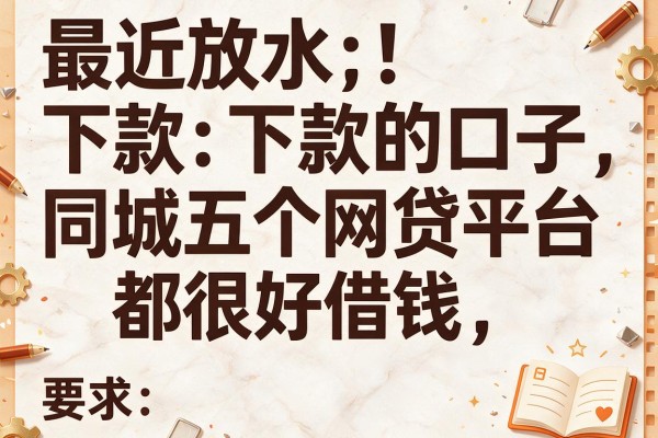 最近放水下款的口子，同城五个网贷平台都很好借钱