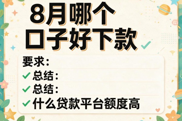 8月哪个口子好下款，总结五个什么贷款平台额度高