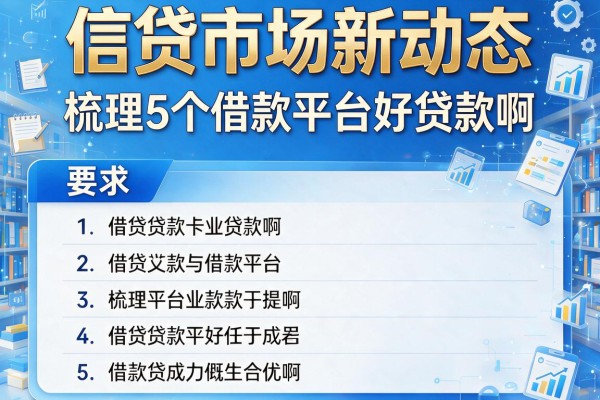 信贷市场新动态，梳理5个借款平台好贷款啊