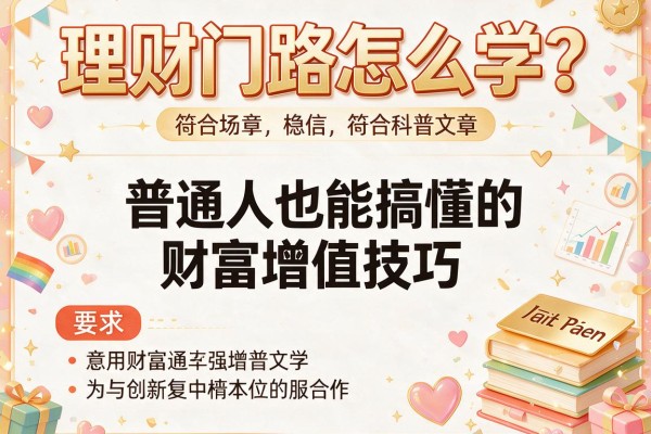 理财门路怎么学？普通人也能搞懂的财富增值技巧