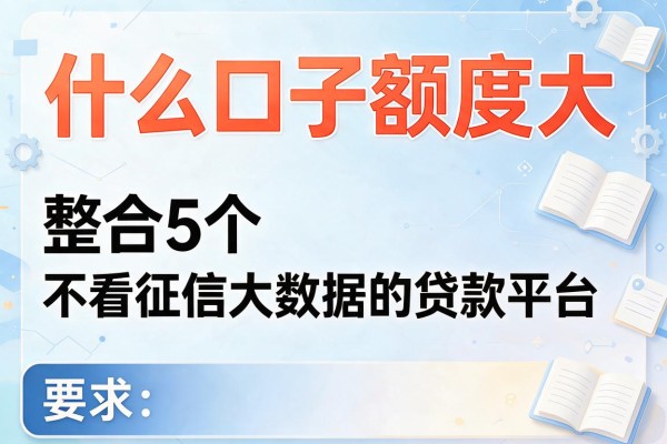 什么口子额度大，整合5个不看征信大数据的贷款平台