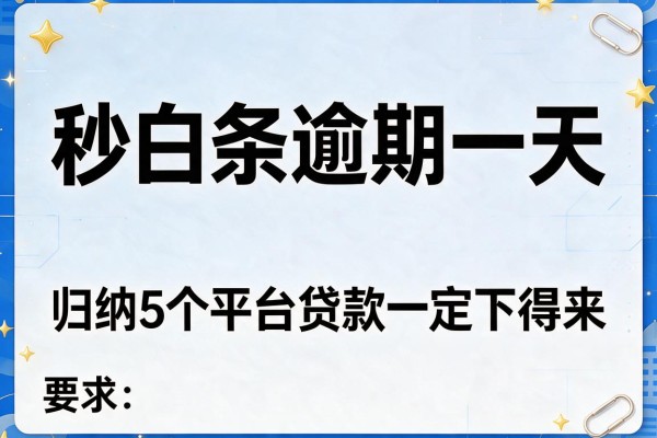 秒白条逾期一天，归纳5个平台贷款一定下得来