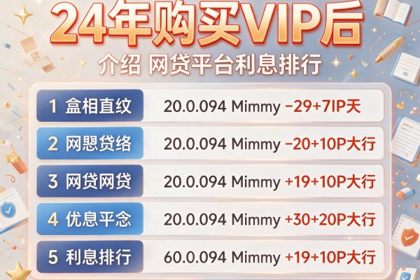 24年购买VIP后，介绍五个网贷平台利息排行