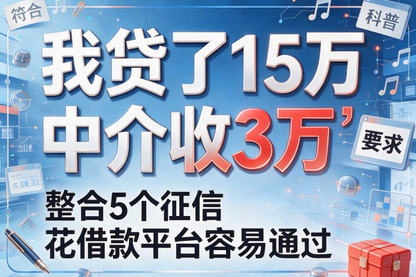 我贷了15万中介收3万，整合5个征信花借款平台容易通过