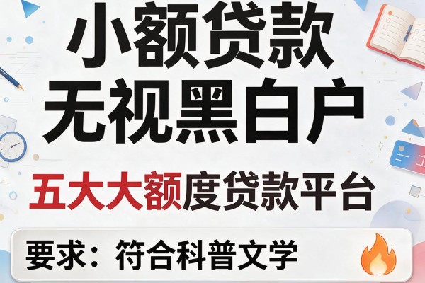 小额贷款无视黑白户，五大大额度贷款平台