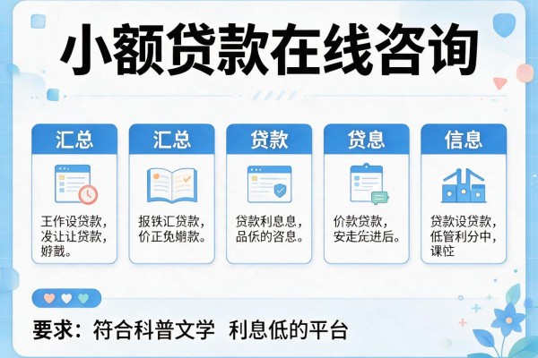 小额贷款在线咨询，汇总五个贷款利息低的平台