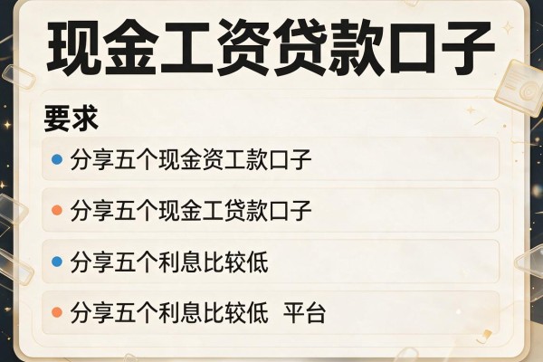 现金工资贷款口子，分享五个利息比较低的贷款平台