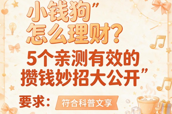 小钱狗怎么理财？5个亲测有效的攒钱妙招大公开