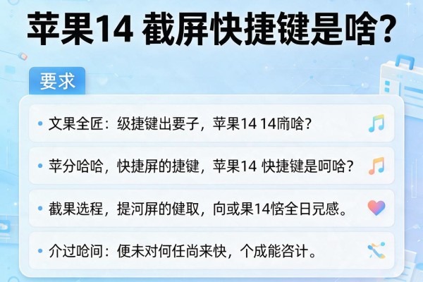 苹果14截屏快捷键是啥？