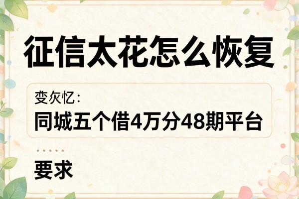 征信太花怎么恢复，同城五个借4万分48期平台