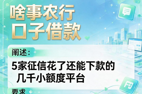 啥事农行口子借款，阐述5家征信花了还能下款的几千小额度平台