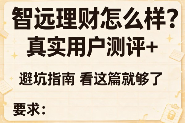 智远理财怎么样？真实用户测评+避坑指南看这篇就够了