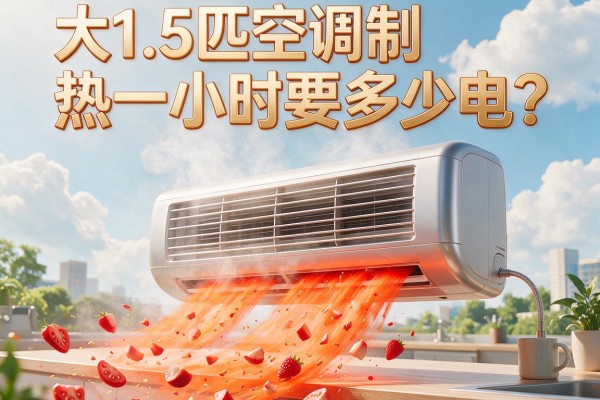 大1.5匹空调制热一小时要多少电？