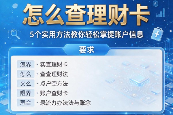 怎么查理财卡｜5个实用方法教你轻松掌握账户信息