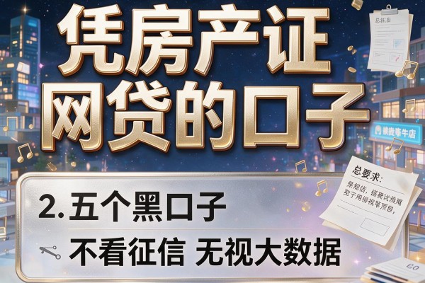 凭房产证网贷的口子，总结五个黑口子不看征信无视大数据