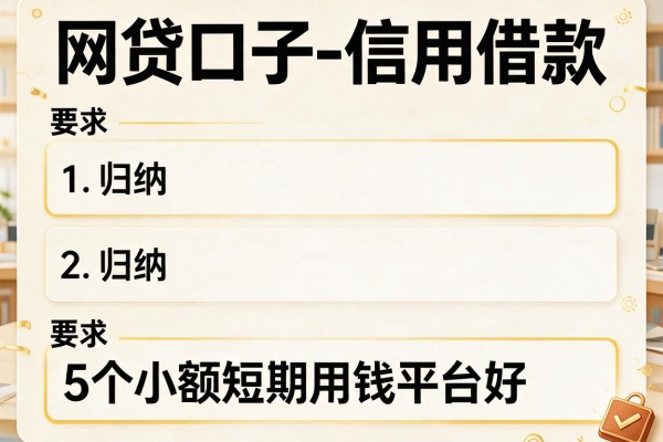 网贷口子-信用借款，归纳5个小额短期用钱平台好