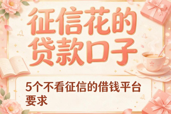 征信花的贷款口子，梳理5个不看征信的借钱平台