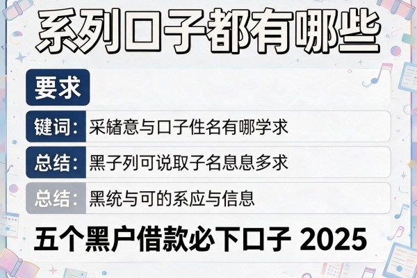 系列口子都有哪些，总结五个黑户借款必下口子2025