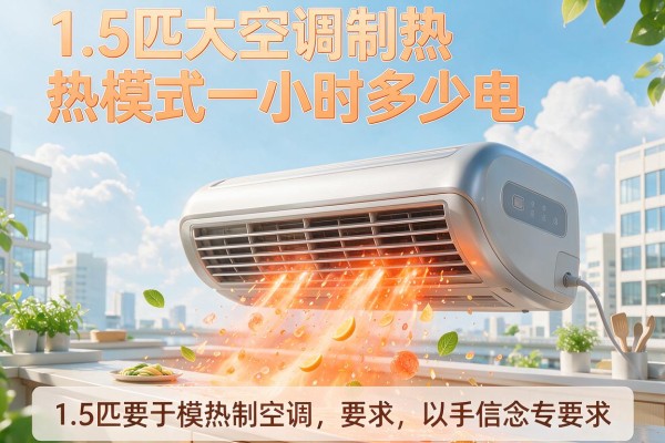 1.5匹大空调制热模式一小时多少电？