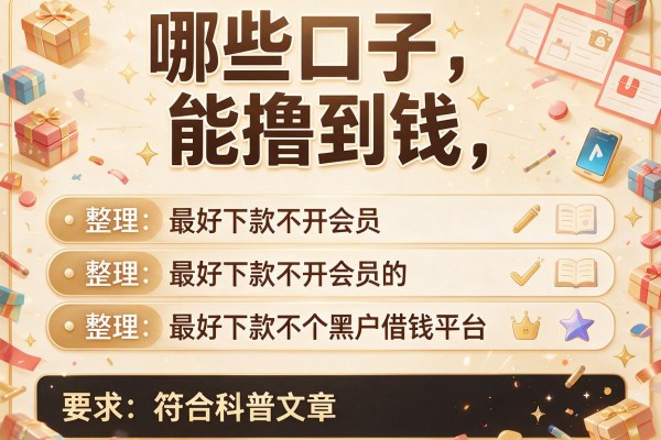 哪些口子能撸到钱，整理五个最好下款不开会员的黑户借钱平台