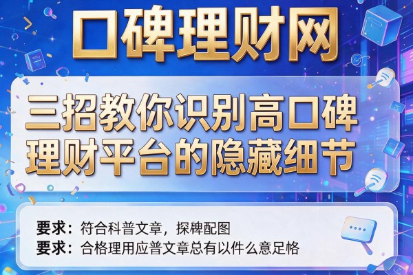 口碑理财网：三招教你识别高口碑理财平台的隐藏细节